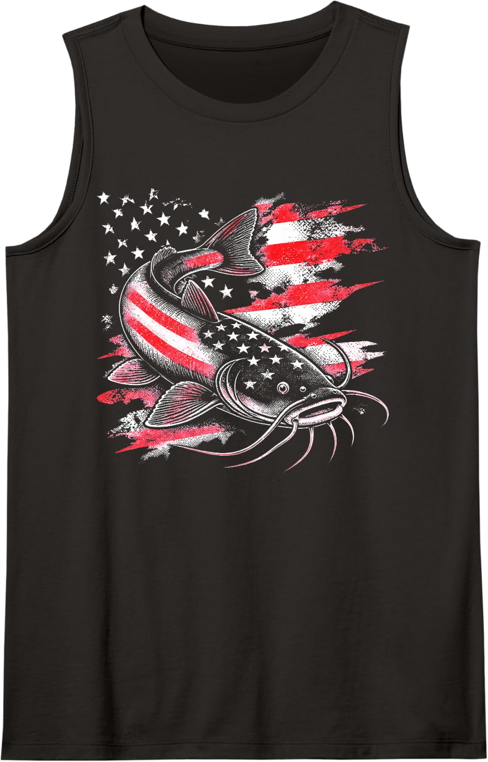 American Catfish Angler Catfish Fishing Sleeveless Tank Top - Black