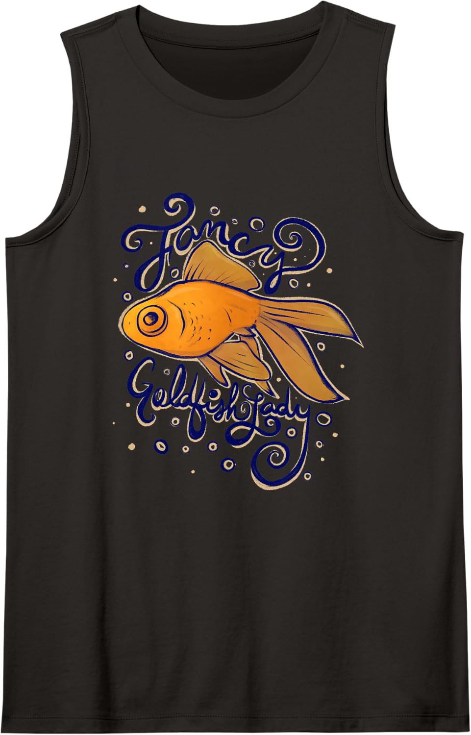 Fancy Goldfish Lady Cute Goldfish Sleeveless Tank Top - Black