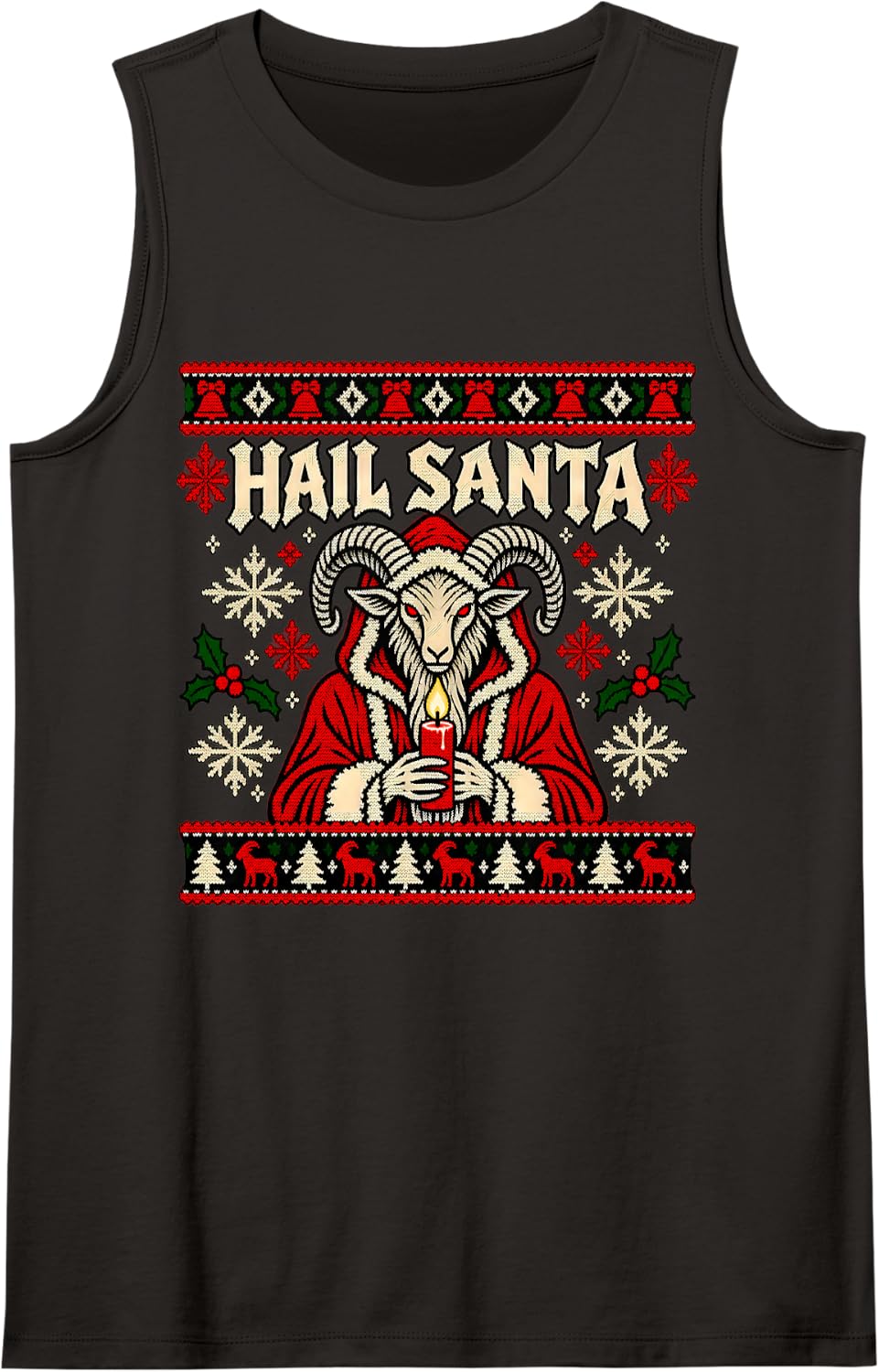 Hail Santa Paganism Winter Solstice Yule Pagan Christmas Sleeveless Tank Top - Black