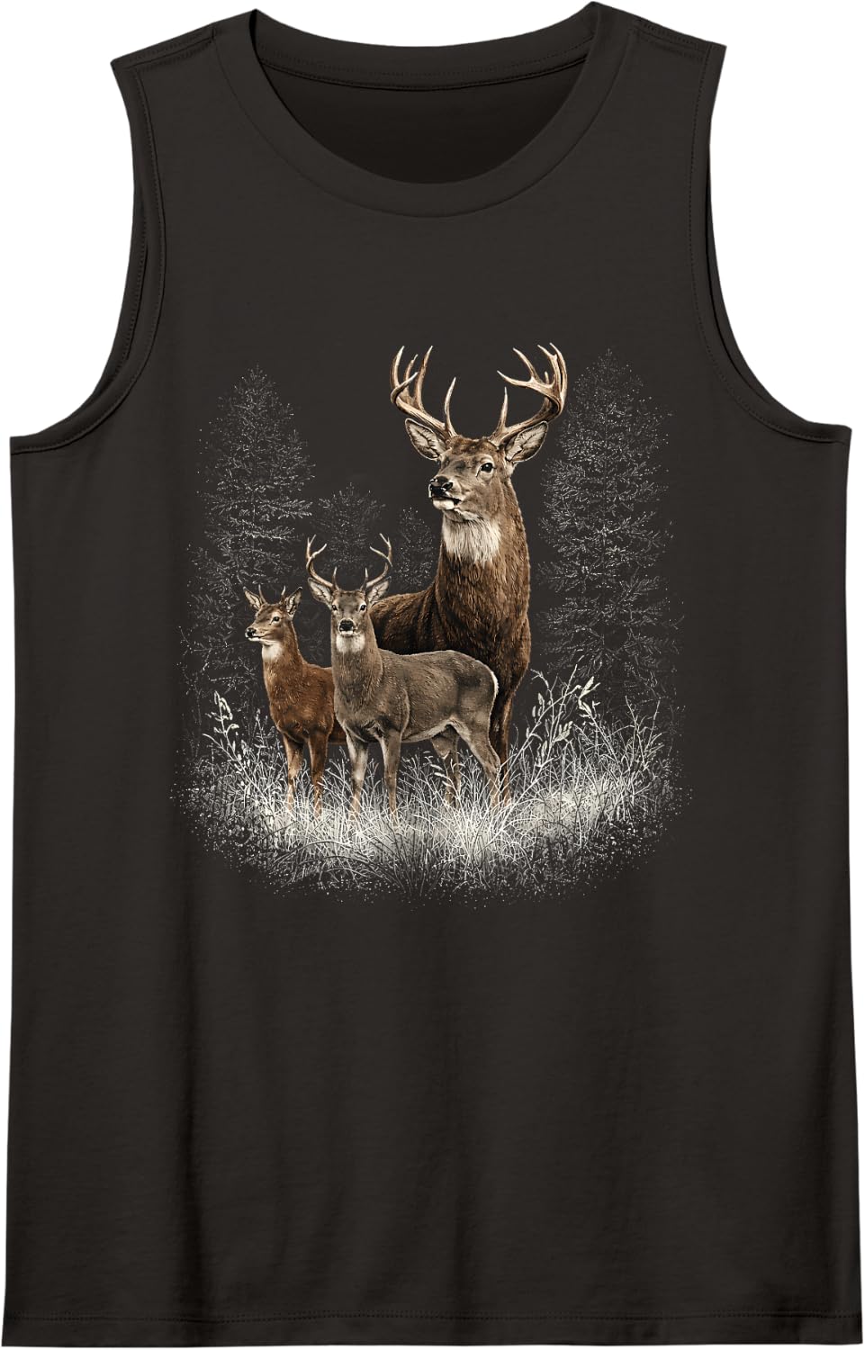 Deer Forest Nature Lover Vintage Deer Hunting Hunter Sleeveless Tank Top - Black