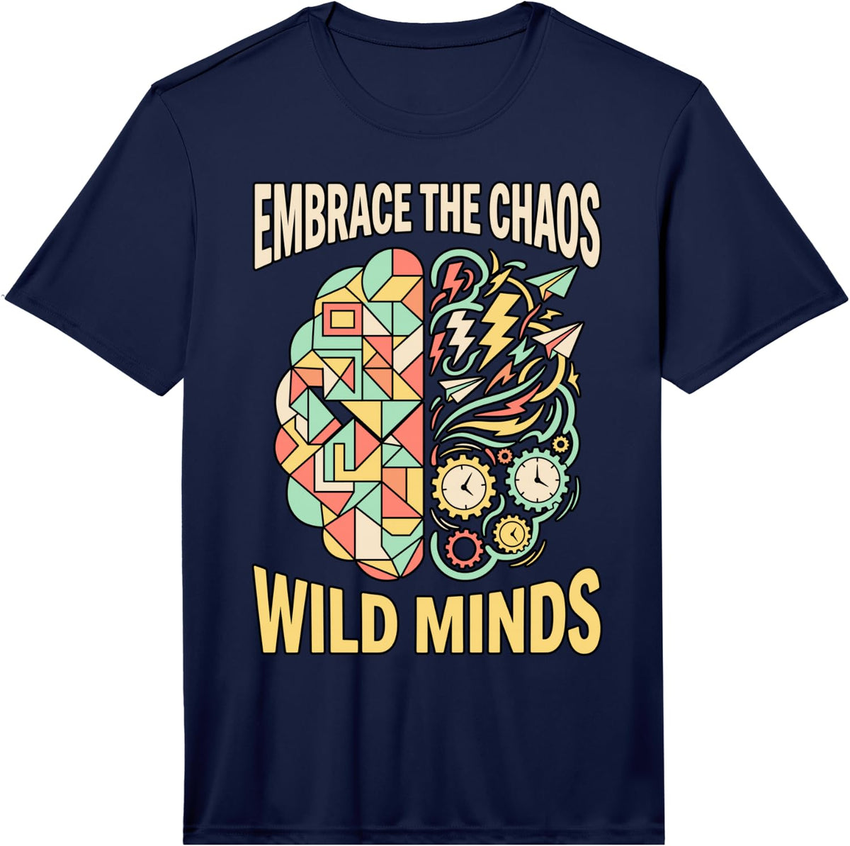 Embrace The Chaos Wild Minds ADHD Awareness Month Performance T-Shirt - Navy Blue