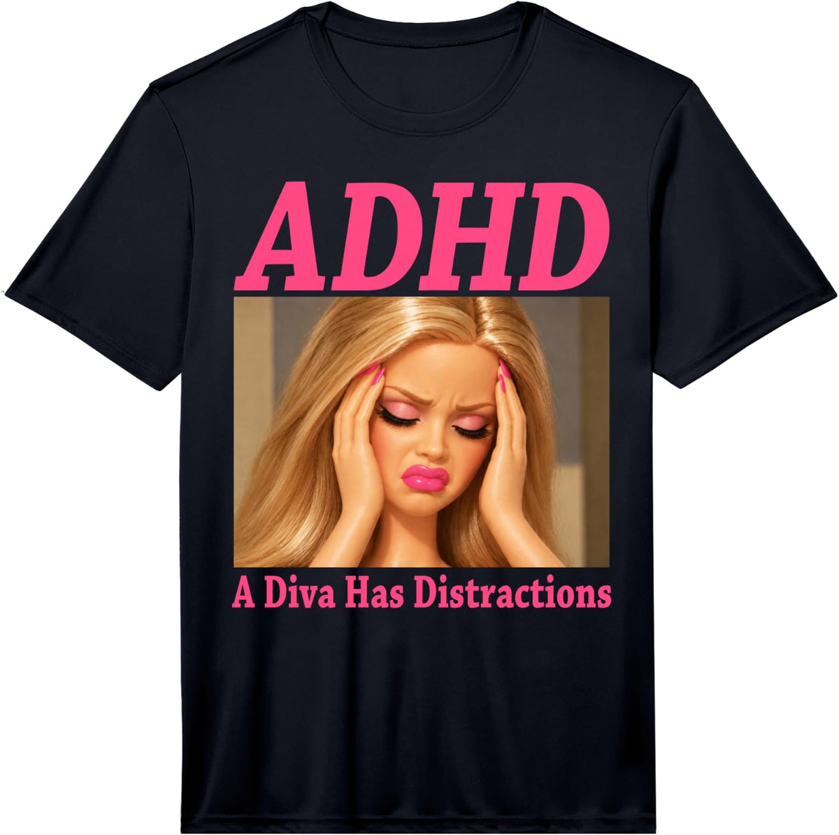 Men's ADHD A Diva Has Distractions Funny Retro Diva Performance T-Shirt - Black