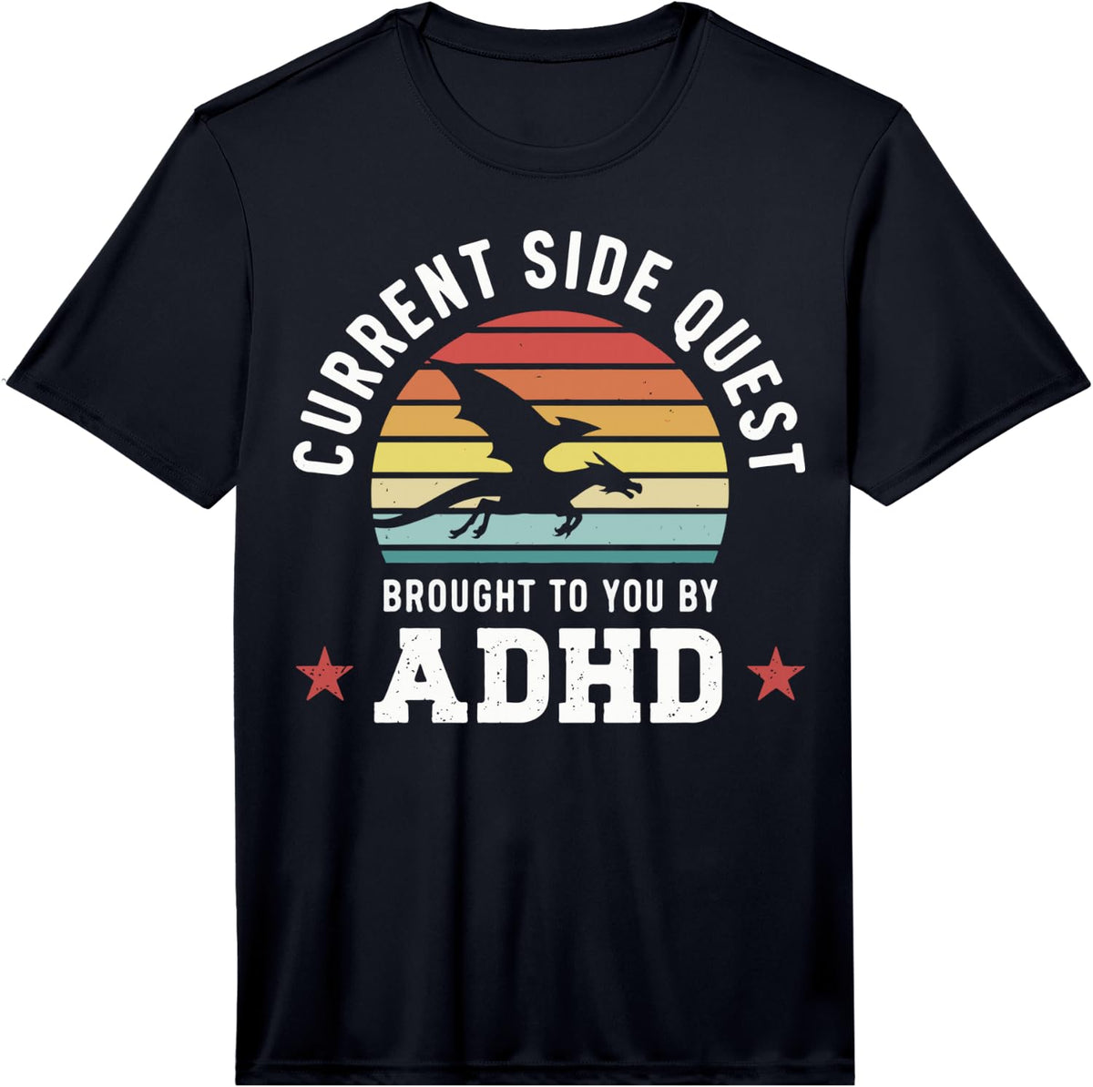 Mens Current Side Quest Brought to You By ADHD Performance T-Shirt - Black