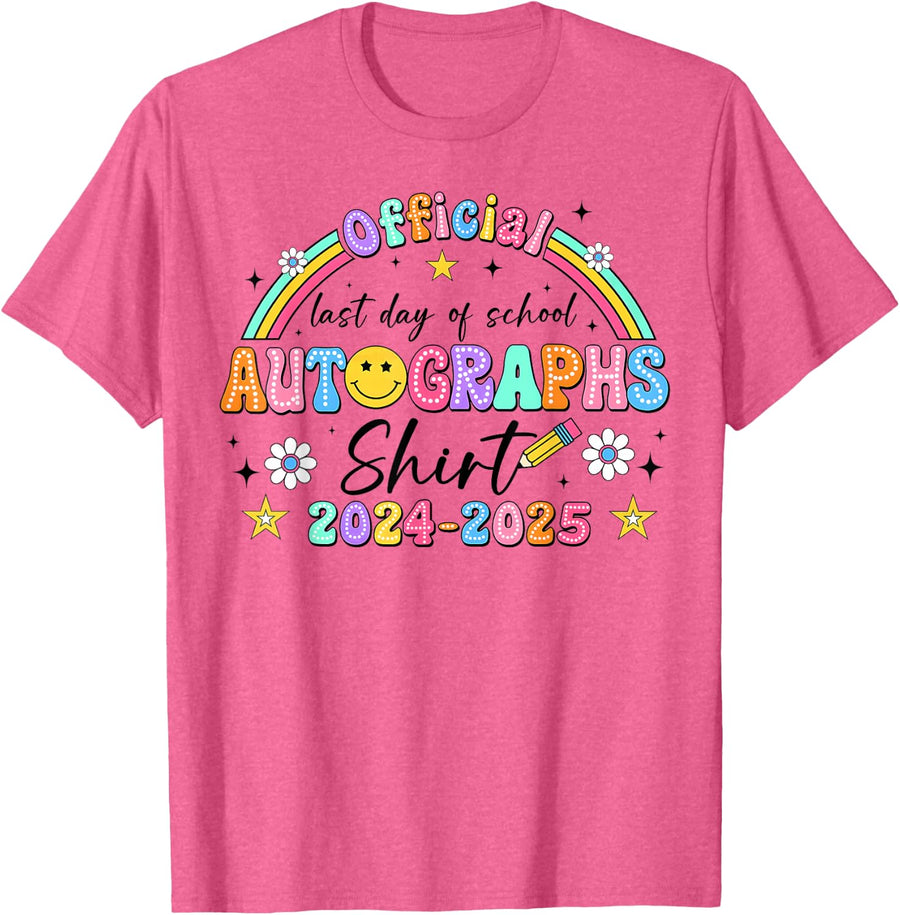 Last Day Of School End Of The Year Autographs 2024-2025 T-Shirt - Pink Heather