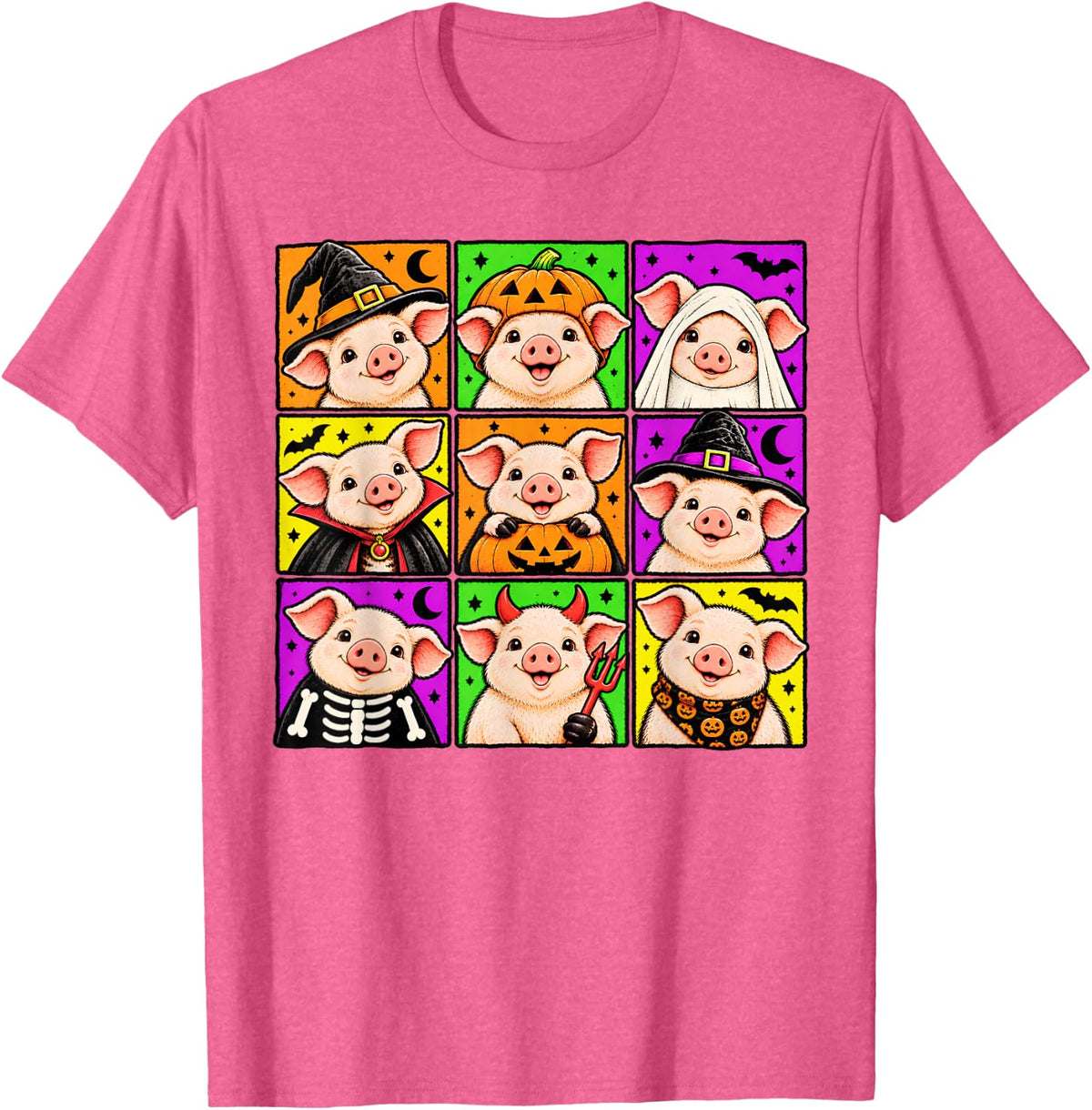 Pig Halloween Funny Spooky Farm Pig Lover Halloween Costume T-Shirt - Pink Heather
