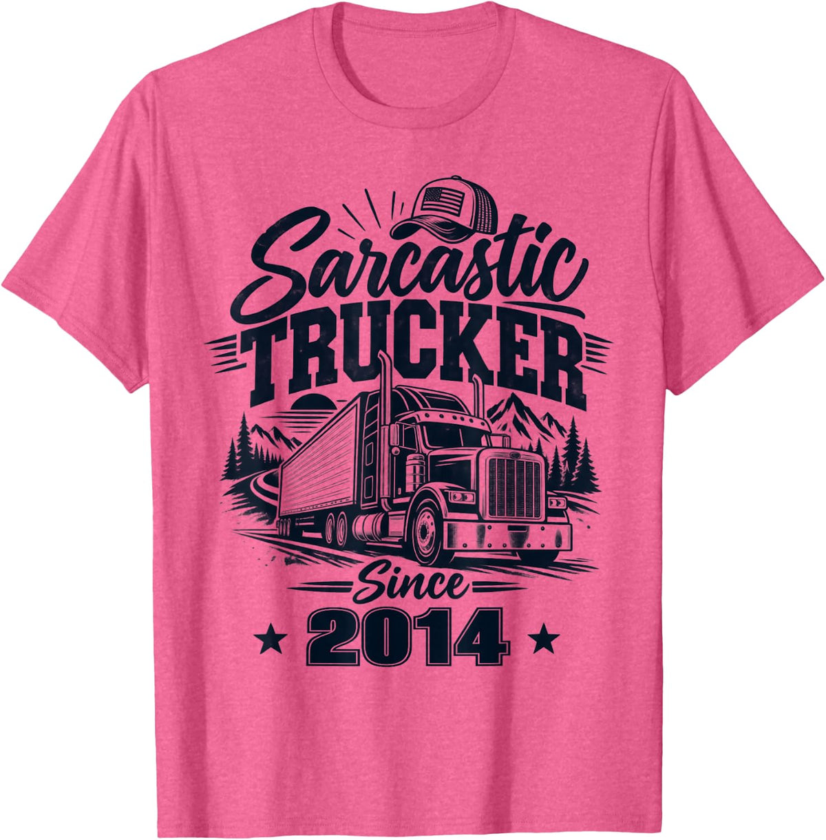 Sarcastic Trucker Since 2014 Funny Truck Driver T-Shirt - Pink Heather