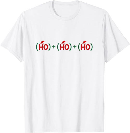 (HO) + (HO) + (HO) Funny Christmas Science Chemistry Math T-Shirt - White