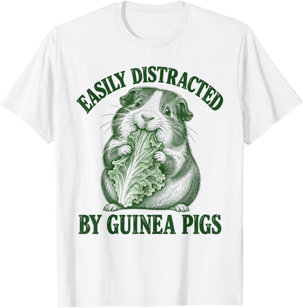 Easily Distracted By Guinea Pigs Funny Cavy T-Shirt - White