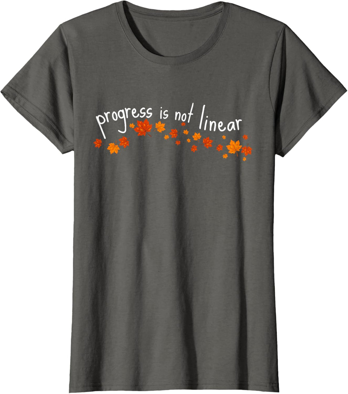 Progress is Not Linear Leaf Autumn Autism SPED Teacher Fall T-Shirt - Asphalt Grey