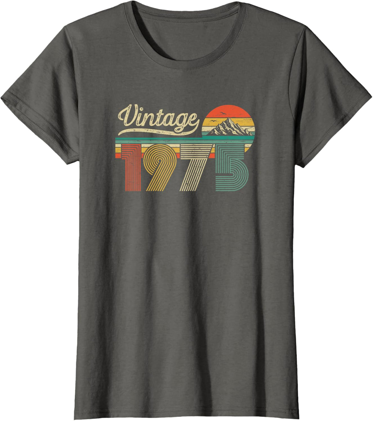 51st Birthday Man Woman - Vintage Born in 1975 Classic Retro T-Shirt - Asphalt Grey