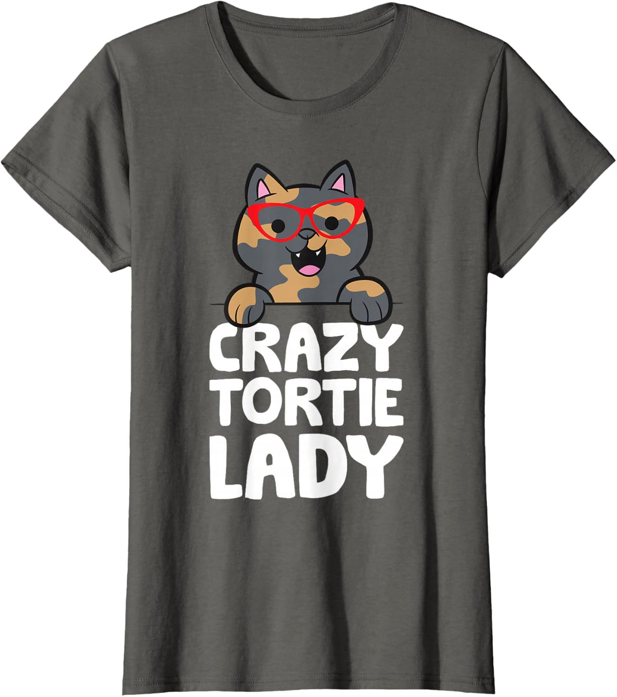 Crazy Tortie Lady Women Tortoiseshell Cat T-Shirt - Asphalt Grey