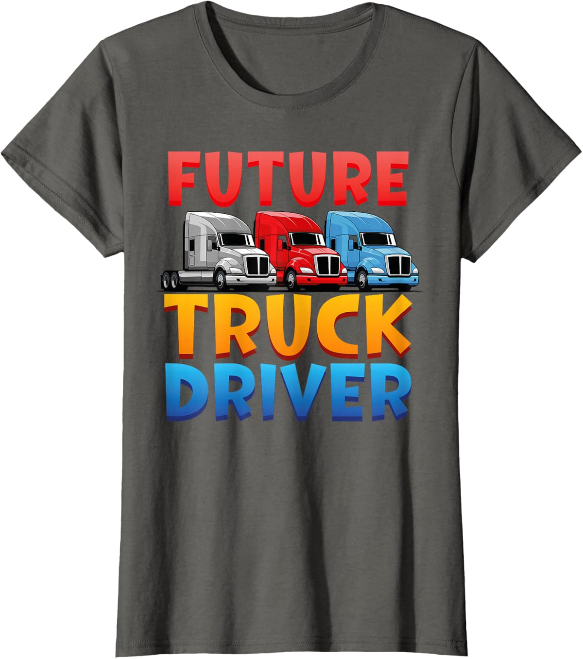 Trucker Truck Driver Kids Vintage Future Truck Driver T-Shirt - Asphalt Grey