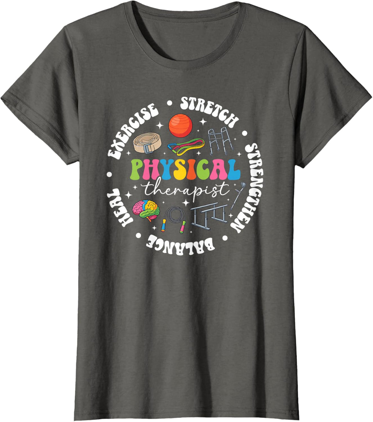 Physical Therapist Appreciation Circle PT Therapist T-Shirt - Asphalt Grey