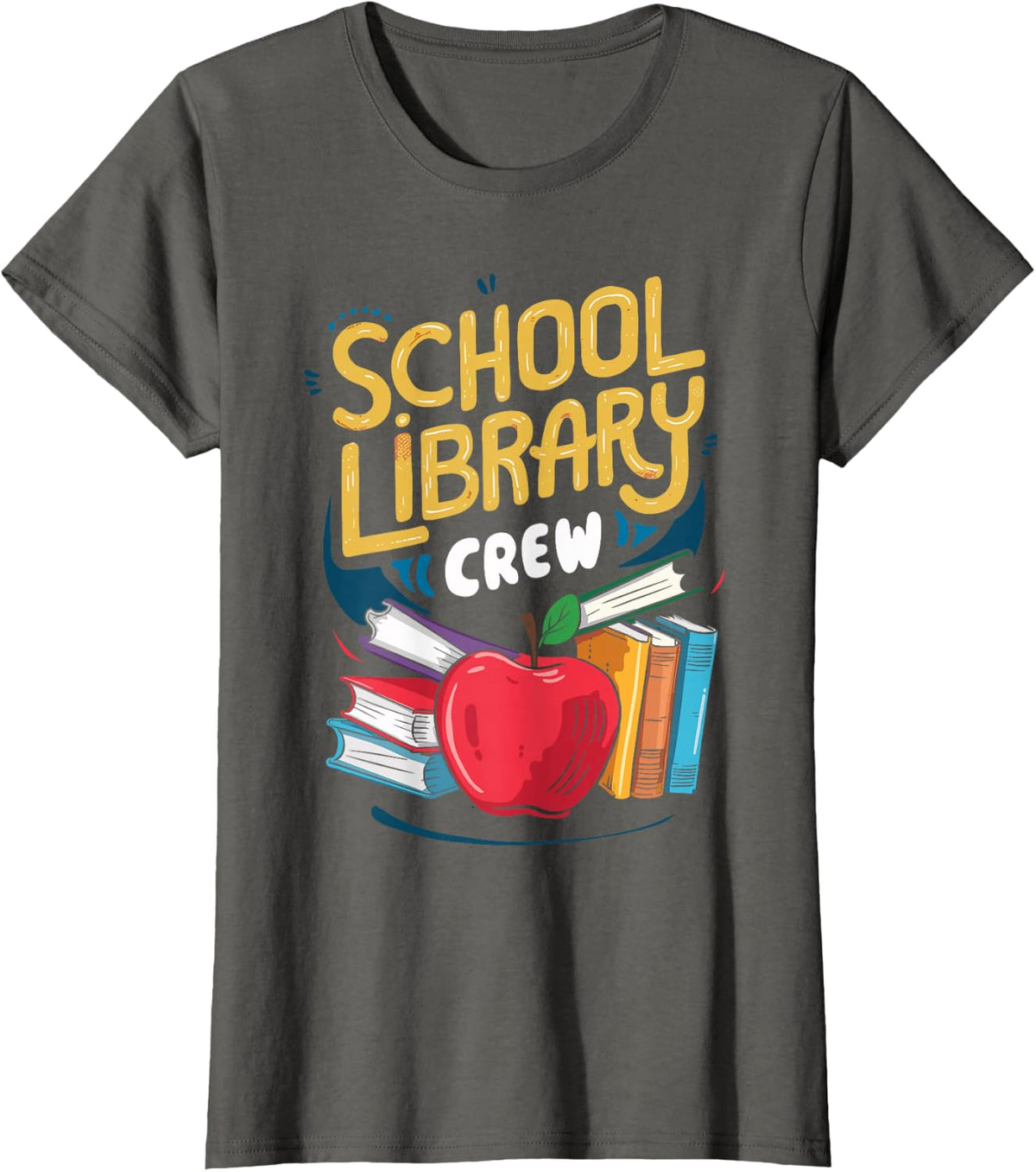 School Library Crew Librarian Teacher T-Shirt - Asphalt Grey