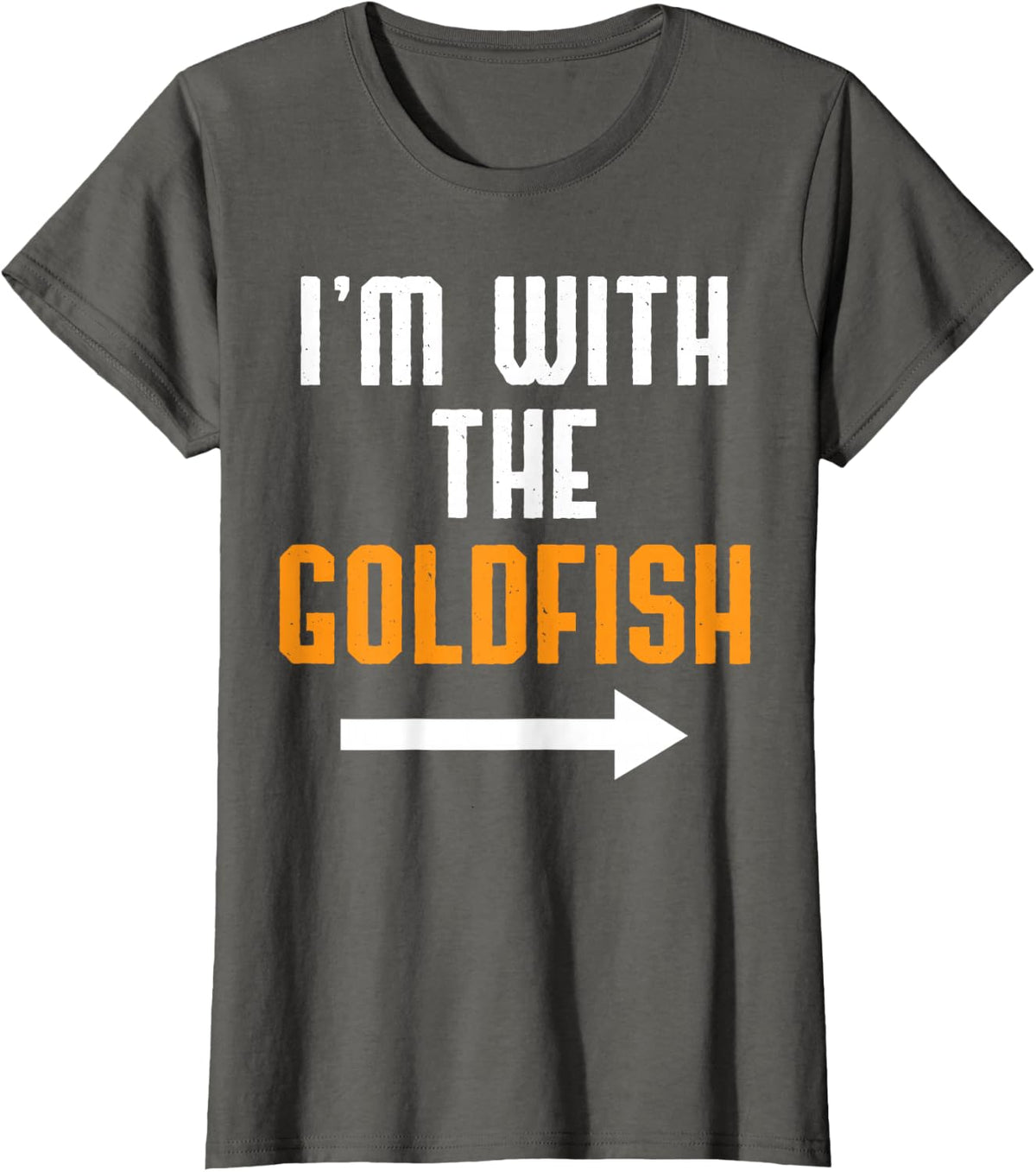 I'm with The Goldfish Shirt Costume Funny Halloween Couple T-Shirt - Asphalt Grey