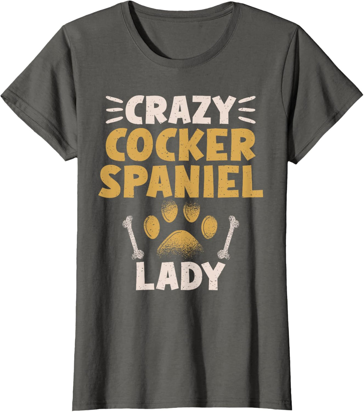 Crazy Cocker Spaniel Lady Cocker Spaniel T-Shirt - Asphalt Grey