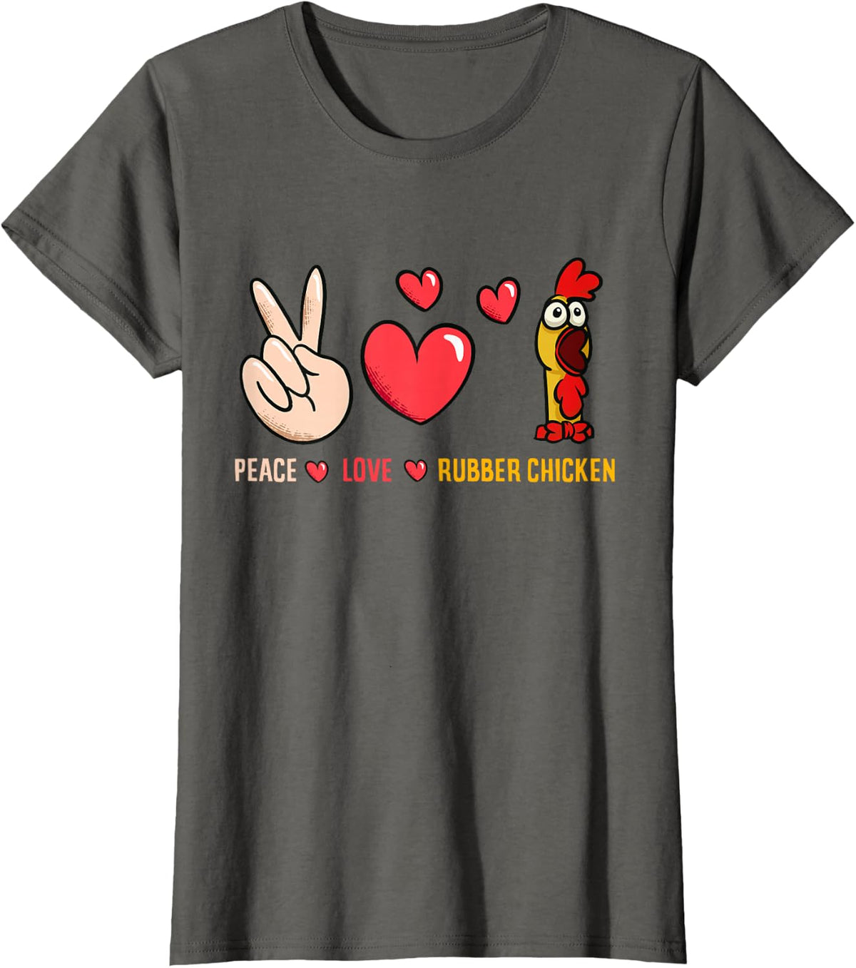 Peace Love Rubber Chicken Costume Rubber Chicken T-Shirt - Asphalt Grey