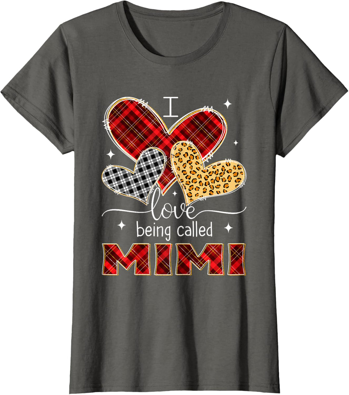 I Love Being Called Mimi Leopard Heart T-Shirt - Asphalt Grey