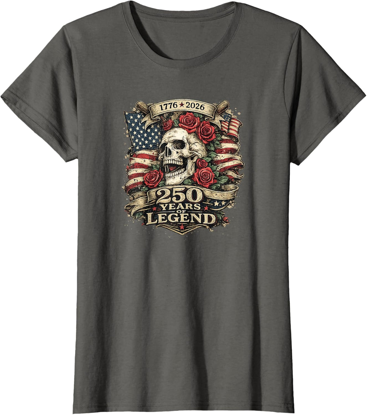250 Years of Legend Skull Design T-Shirt - Asphalt Grey