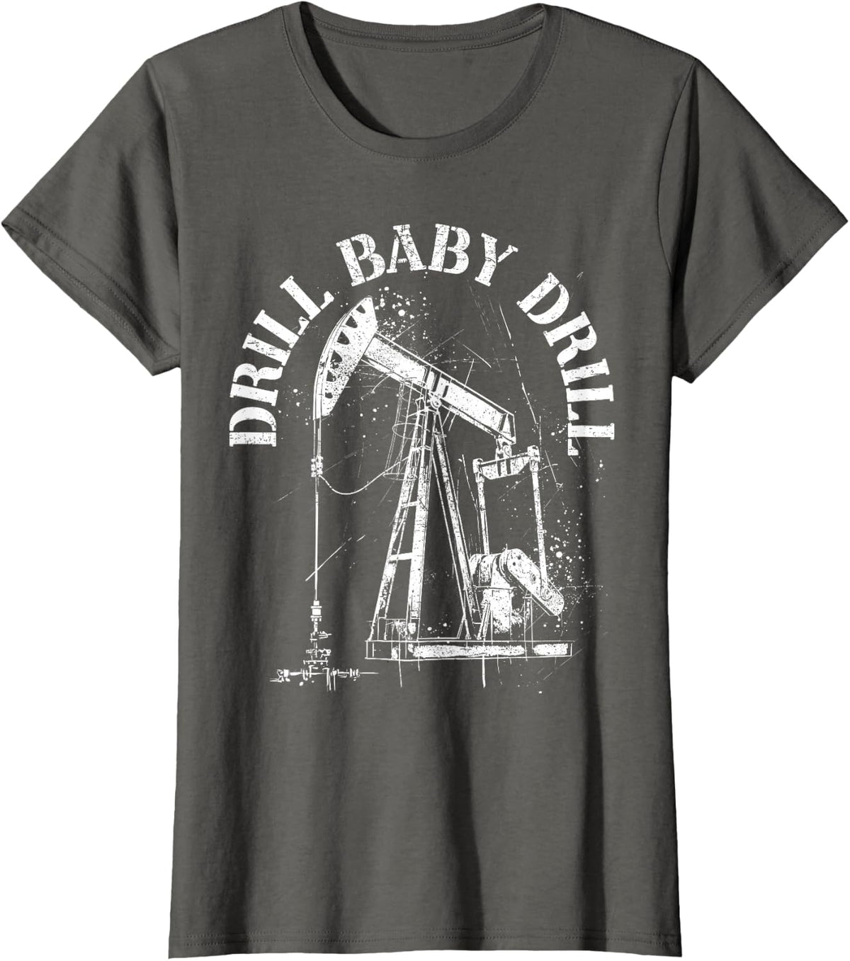 Drill It Baby Pumpjack Roughneck Oilfield Worker T-Shirt Tee for Men - Asphalt Grey