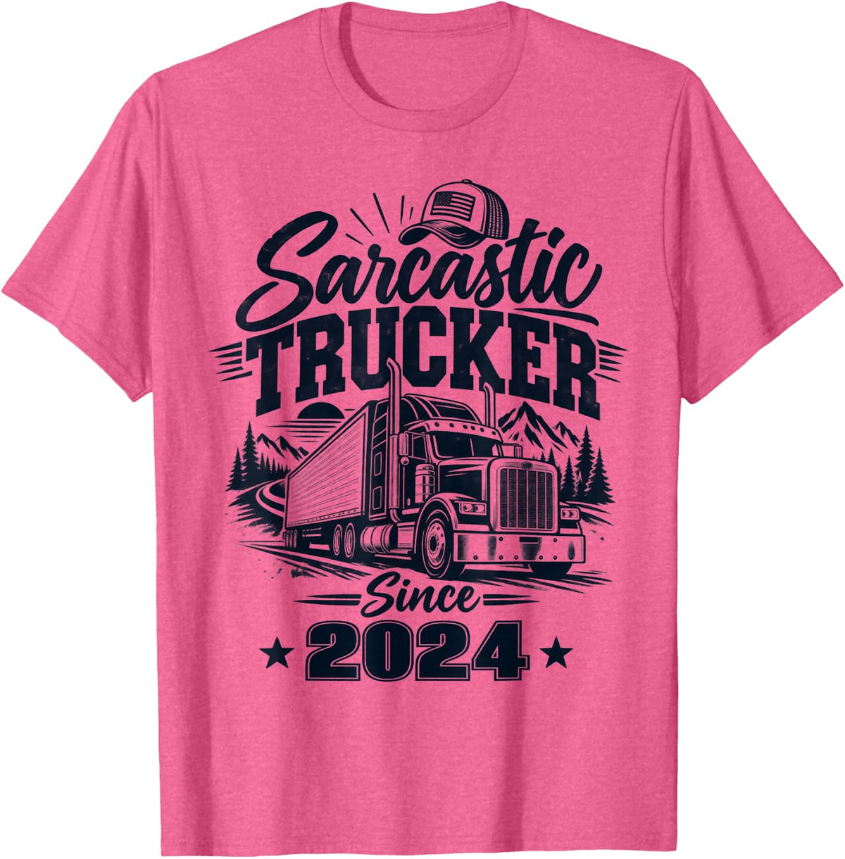 Sarcastic Trucker Since 2024 Funny Truck Driver T-Shirt - Pink Heather