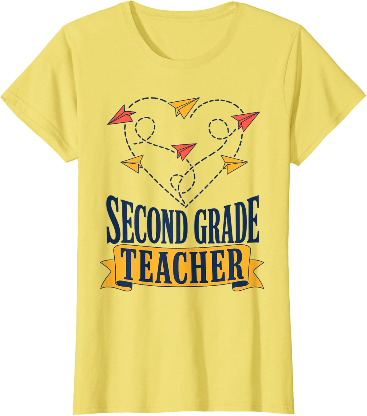 Second Grade Teacher Heart Retro 2nd Grade T-Shirt - Lemon Yellow