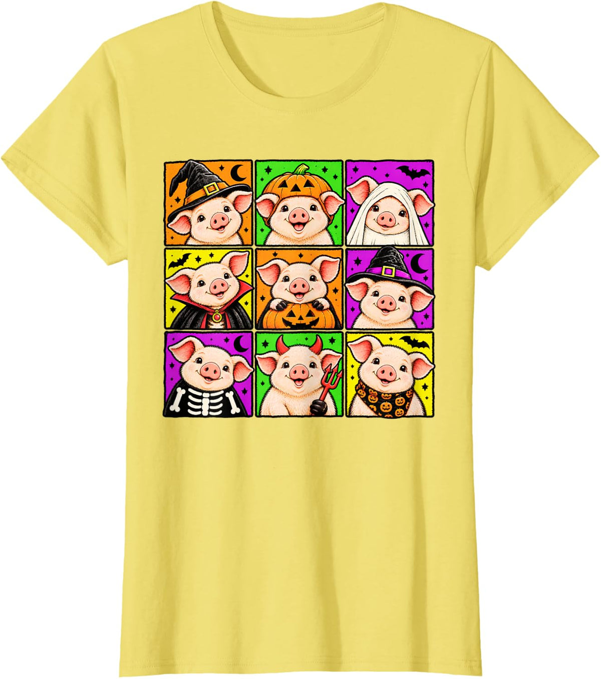 Pig Halloween Funny Spooky Farm Pig Lover Halloween Costume T-Shirt - Lemon Yellow