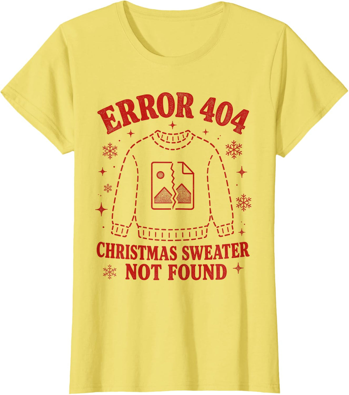 Error 404 Christmas Sweater Not Found Web Designer T-Shirt - Lemon Yellow