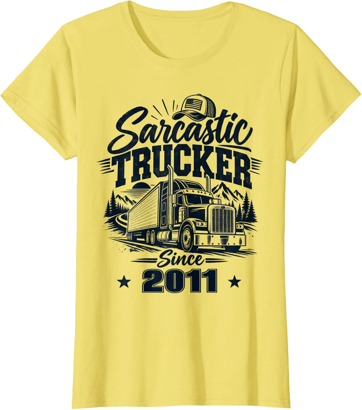 Sarcastic Trucker Since 2011 Funny Truck Driver T-Shirt - Lemon Yellow