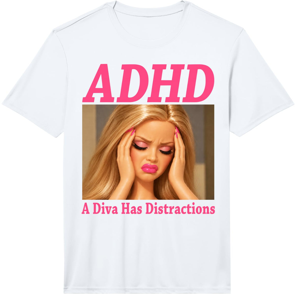 Men's ADHD A Diva Has Distractions Funny Retro Diva Performance T-Shirt - White