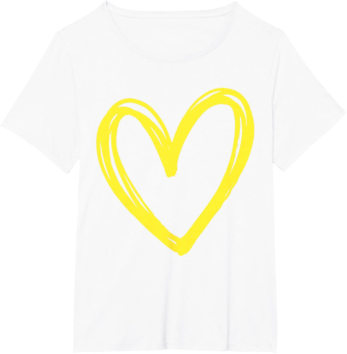Female Women's Yellow Heart Fashion Designer T-Shirt - White