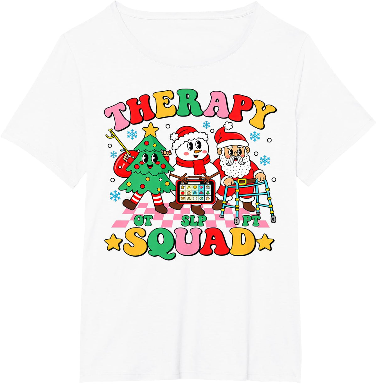 OT SLP PT Christmas Therapy Squad T-Shirt - White