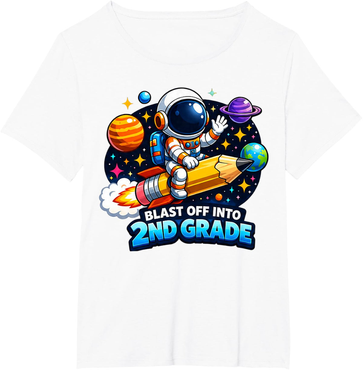 2nd Grade Blast Off Into 2nd Grade Boys Gamer Back to School T-Shirt - White