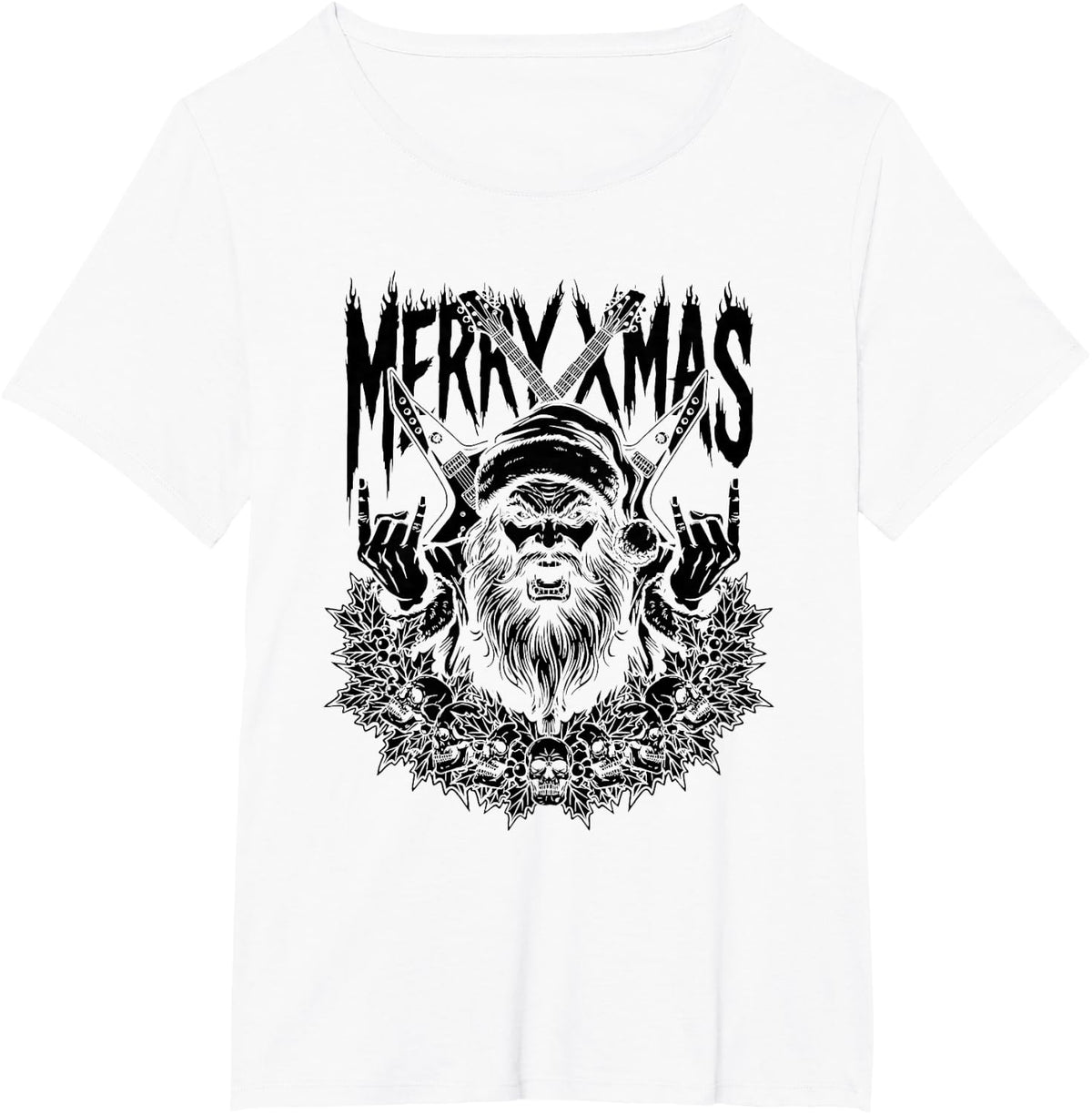 Hail Santa Winter Solstice Merry Xmas Gothic Christmas T-Shirt - White