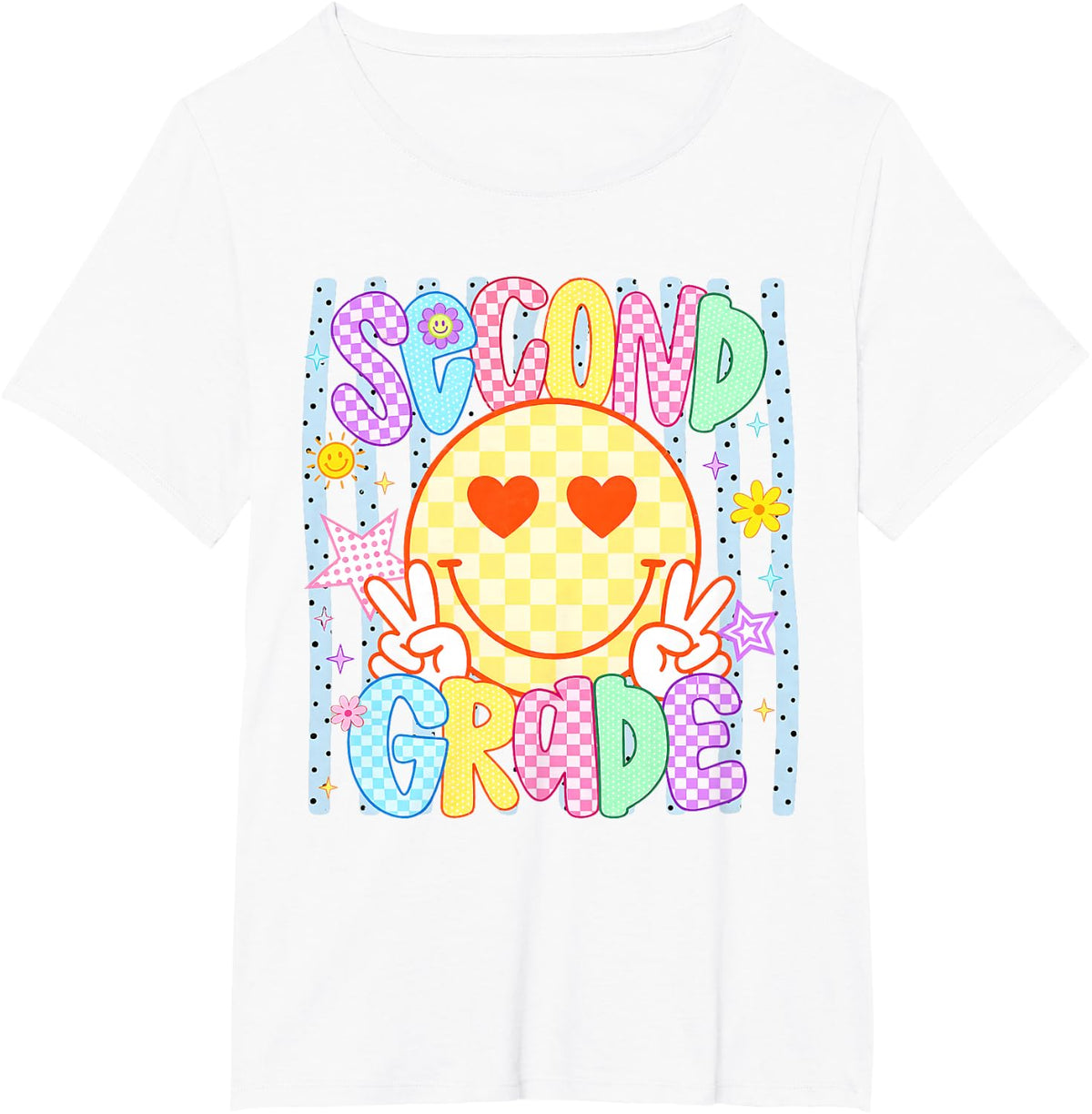 Back to School 2nd Second Grade Smile Face Girl Kid T-Shirt - White