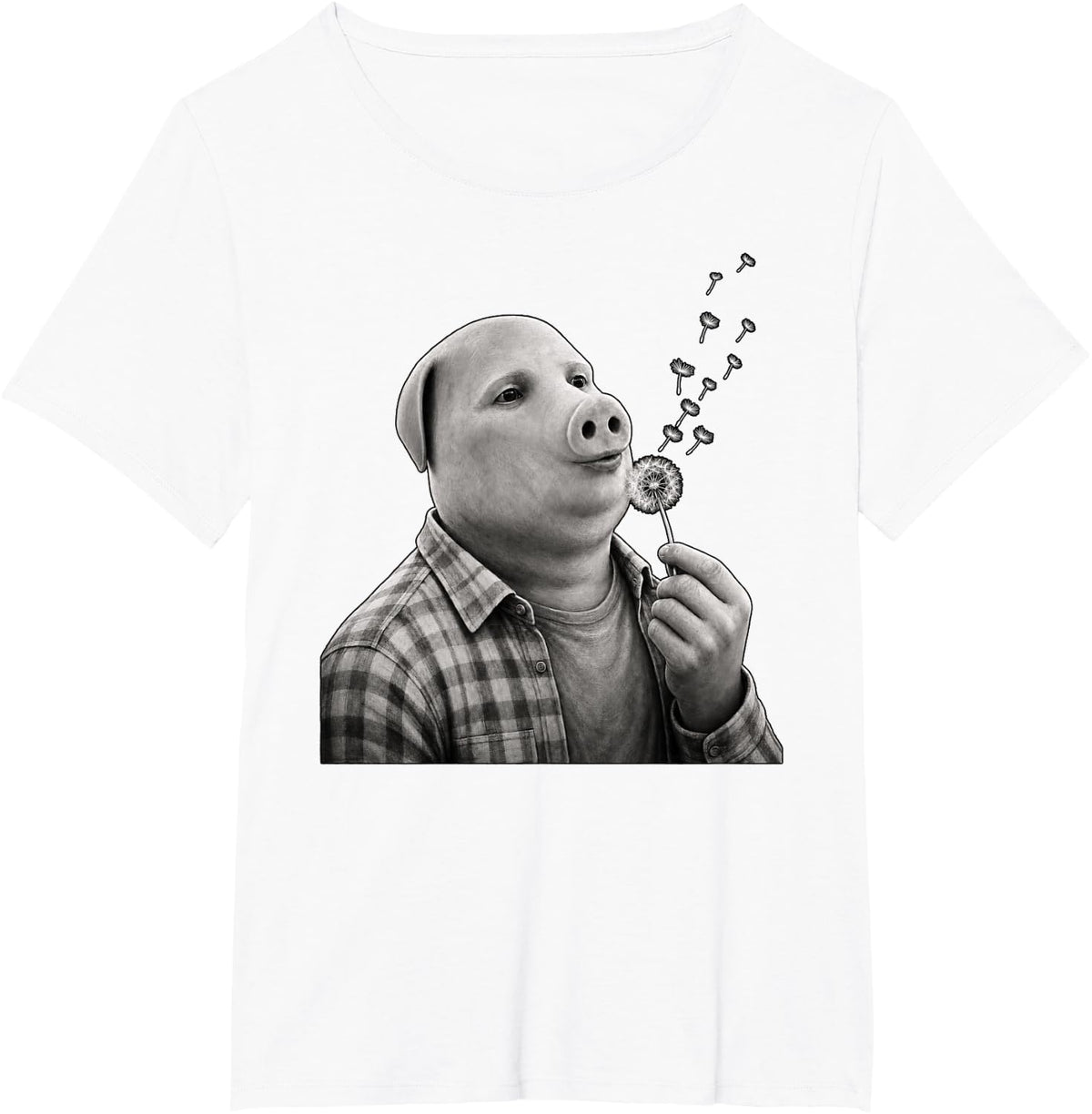 John Pork Blowing Dandelion Wishes Funny Meme Internet Pig T-Shirt - White