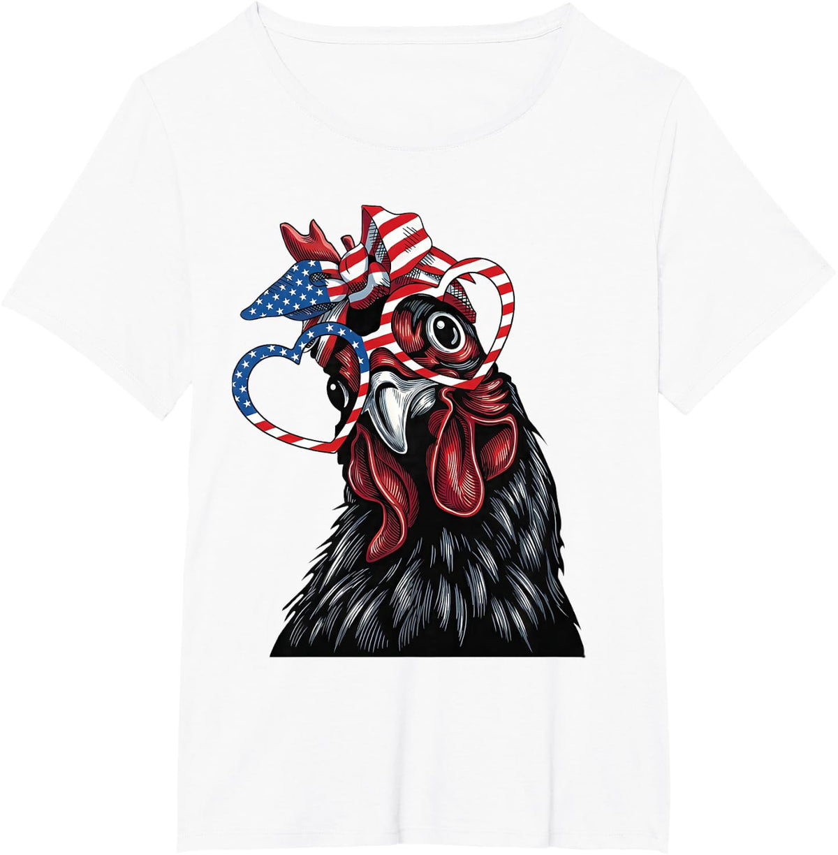 4th of July Patriotic Chicken American Flag Heart T-Shirt - White