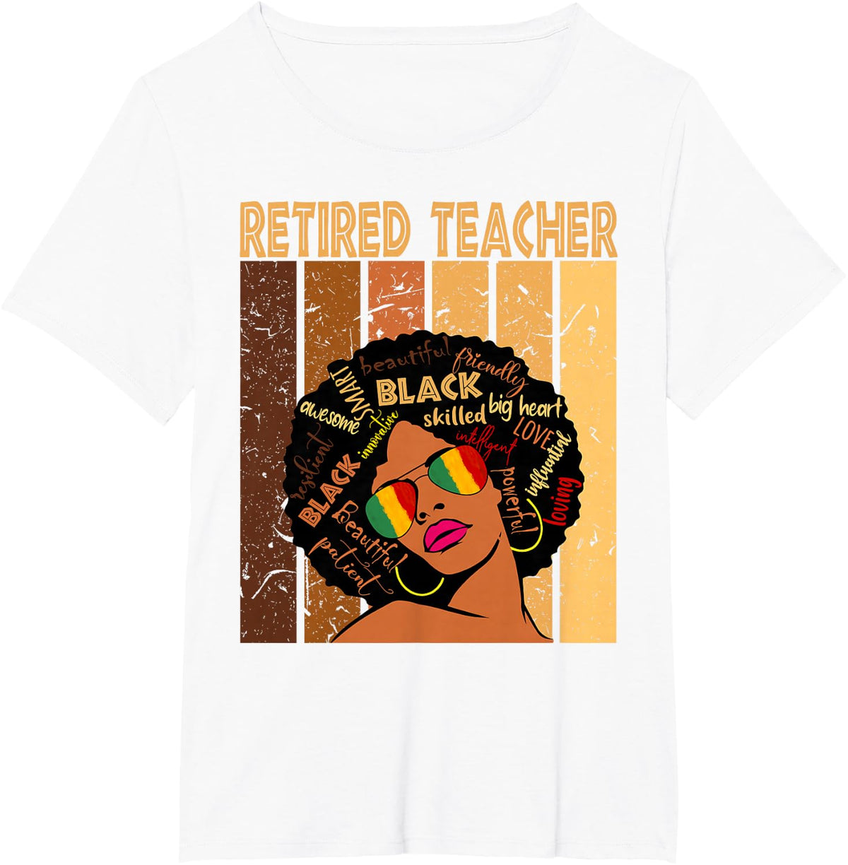 Retired Teacher Afro African American Black History Month T-Shirt - White
