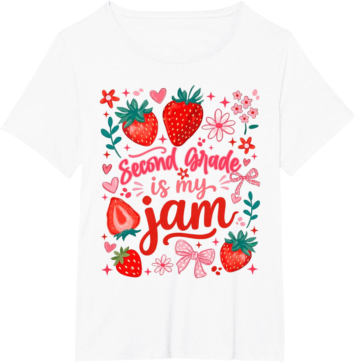 Back to School 2nd Second Grade is My Jam Strawberry Kid T-Shirt - White