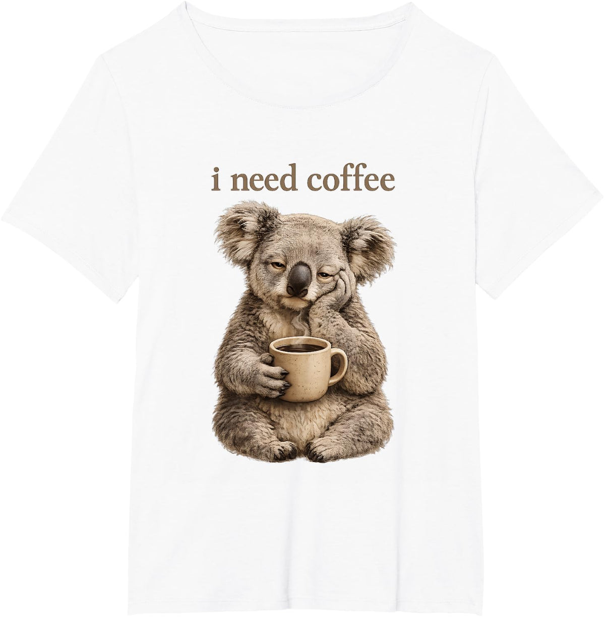 Koala I Need Coffee Lover Sleepy Morning Caffeine Humor T-Shirt - White