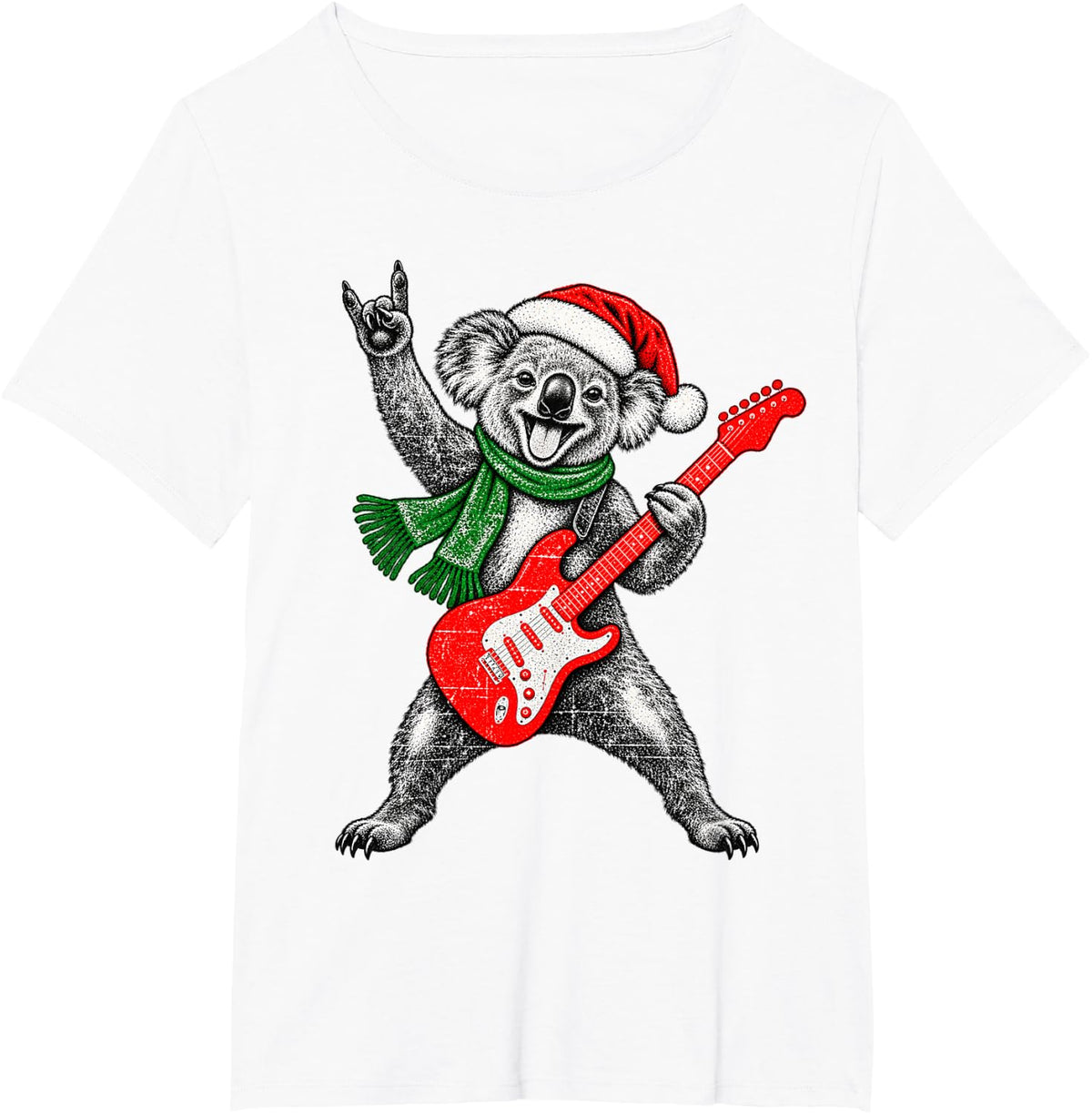 Vintage Koala Rock Playing Guitar Funny Christmas T-Shirt - White
