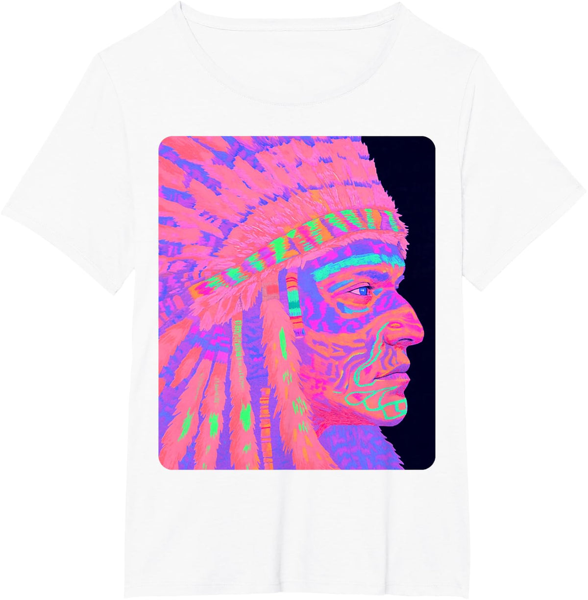 Designer Pink Native Graphic T-Shirt - White