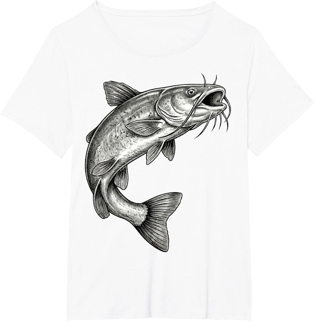Vintage Bullhead Catfish Fishing Fisherman Angler T-Shirt - White