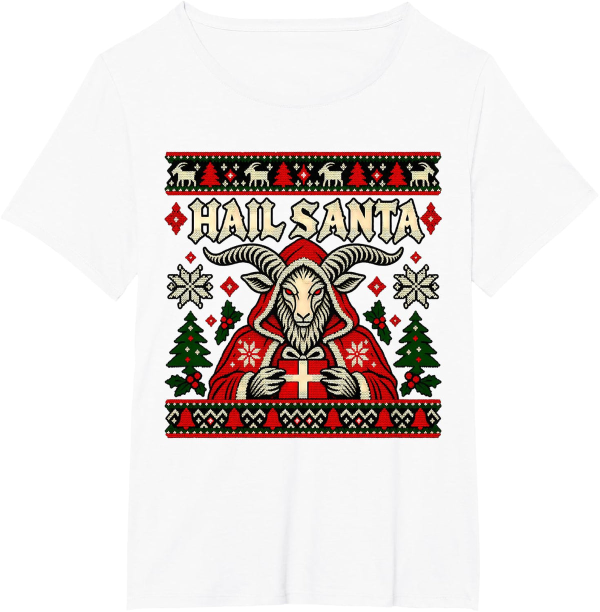 Hail Santa Winter Solstice Yule Pagan Christmas Dark Xmas T-Shirt - White