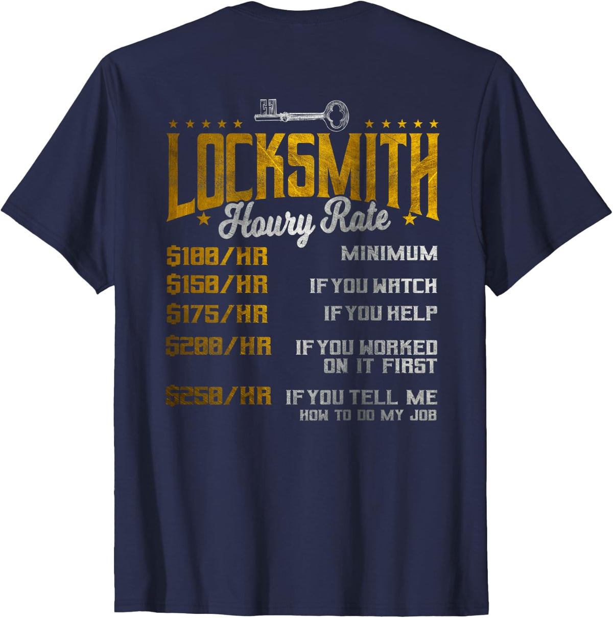 Locksmith Gifts Design on Back Of Clothing T-Shirt - Navy Blue