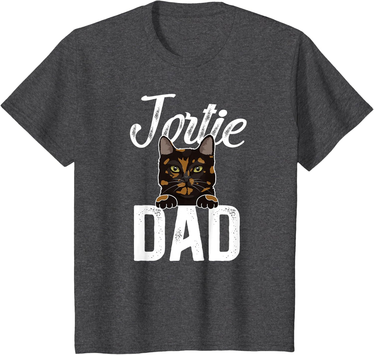 Tortie Cat Dad Tortoiseshell Cat Lover Tortie Cat Owner Men Girls Kids T-Shirt - Dark Heather Grey