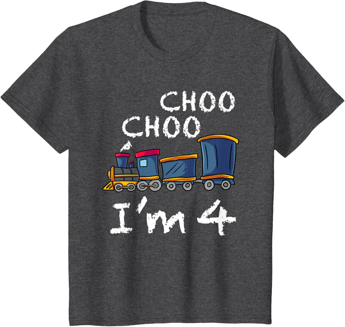 4-Year-Old Train Birthday Outfit for Boys Choo Choo I'm 4 T-Shirt - Dark Heather Grey