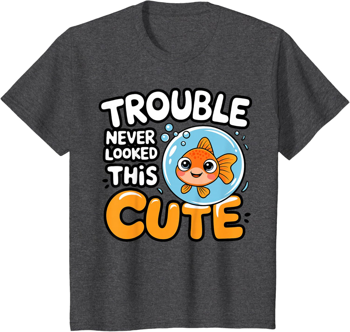 Cute Goldfish Kids T-Shirt - Dark Heather Grey