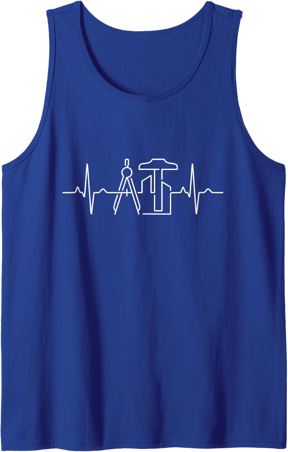 Architect Heartbeat EKG Pulse Drafting Line Art Sleeveless Tank Top - Royal Blue