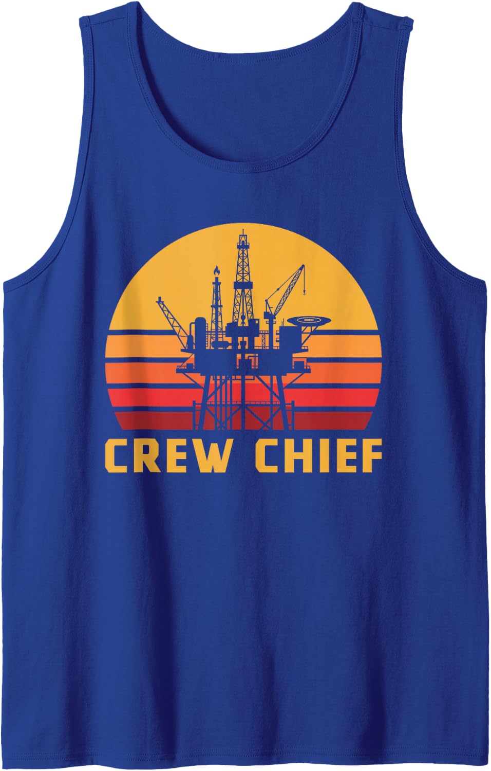 Retro Oil Rig Crew Chief Vintage Offshore Drilling Platform Sleeveless Tank Top - Royal Blue